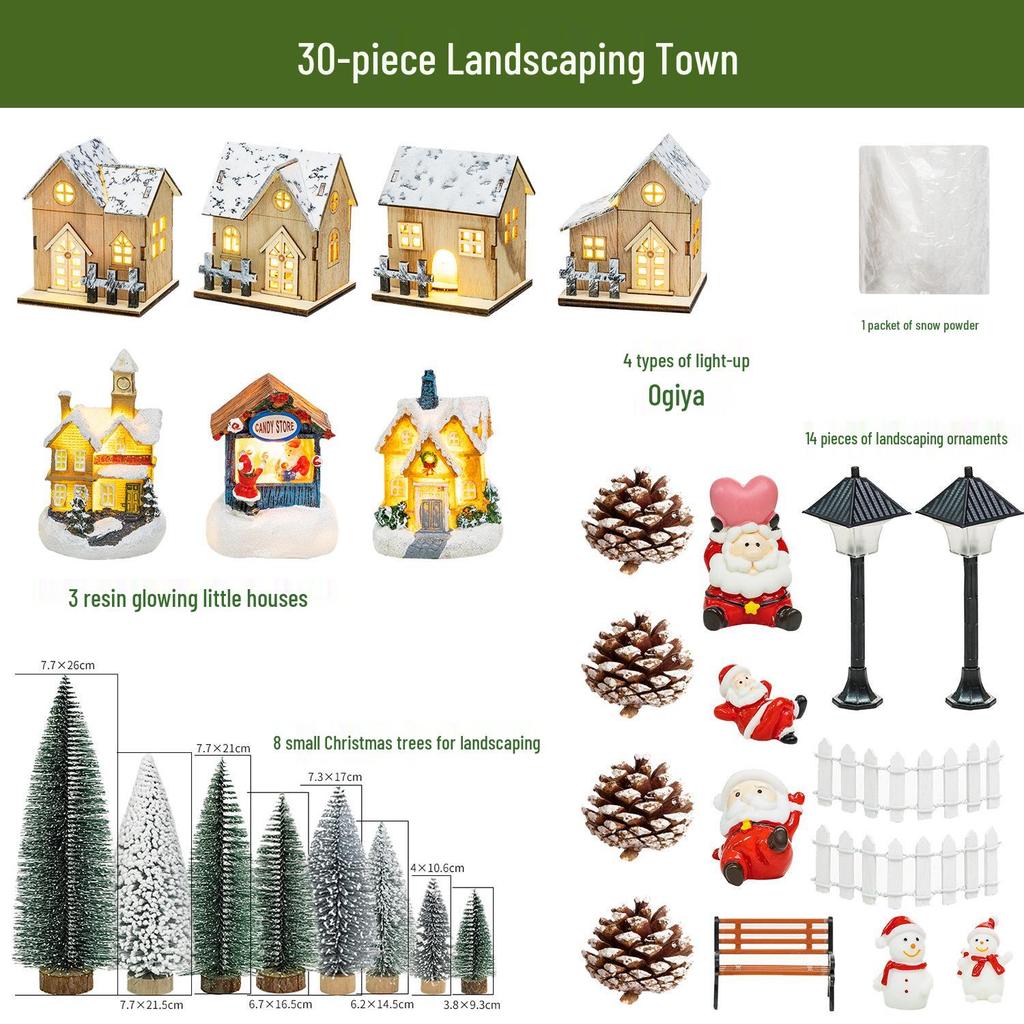 Festive Luminous Wooden House Ornament for Christmas Tree and Fireplace Decor