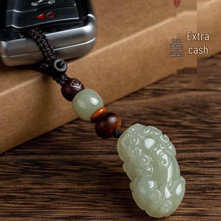 Hetian Jade Pixiu Schlüsselanhänger Anhänger: Elegante Steinperle für Männer & Frauen
