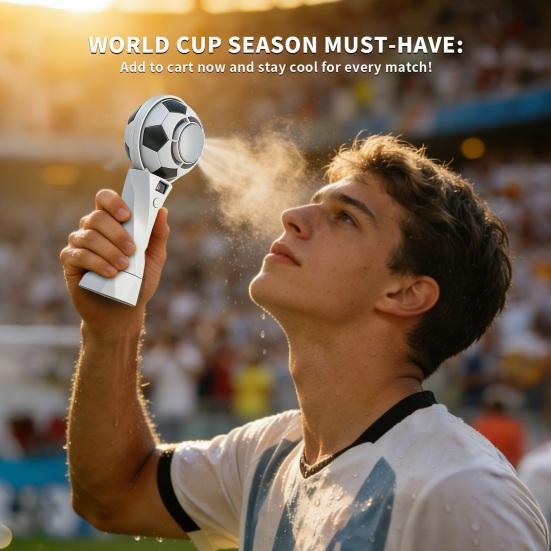 Portable Football Fan Small Handheld Fan 6-Speed Wind LED Display USB Charging Lightweight Travel Fan Quiet Personal Fan