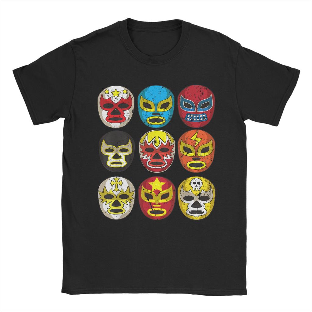 Men Women's T Shirt Luchador Mask T-Shirt  Lucha Libre Mexican Wrestling T-Shirts Novelty  Summer Tee Shirt Clothes Gift Idea