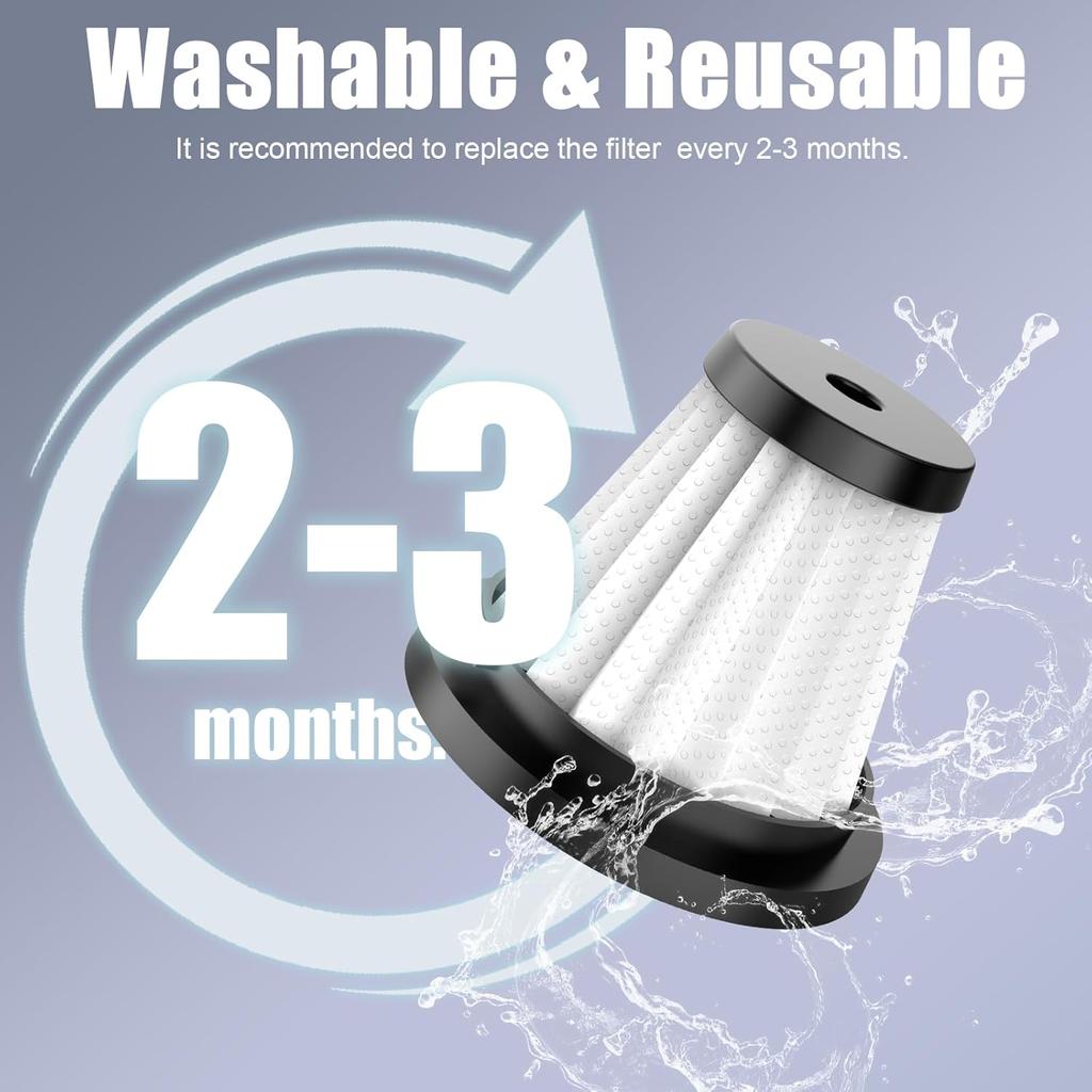 Reusable Replacment HEPA Filters: 2 Pack Handheld Vacuum Cleaner Dust Collector Mini Filter Hepa Filtration for KVC07/KVC09 Keyboard Vac Kits