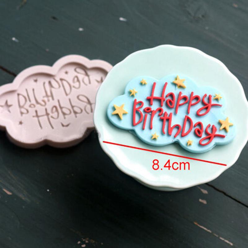 DL New Happy Birthday Silicone Fondant Cake Decorating Mold Chocolate Baking Mould