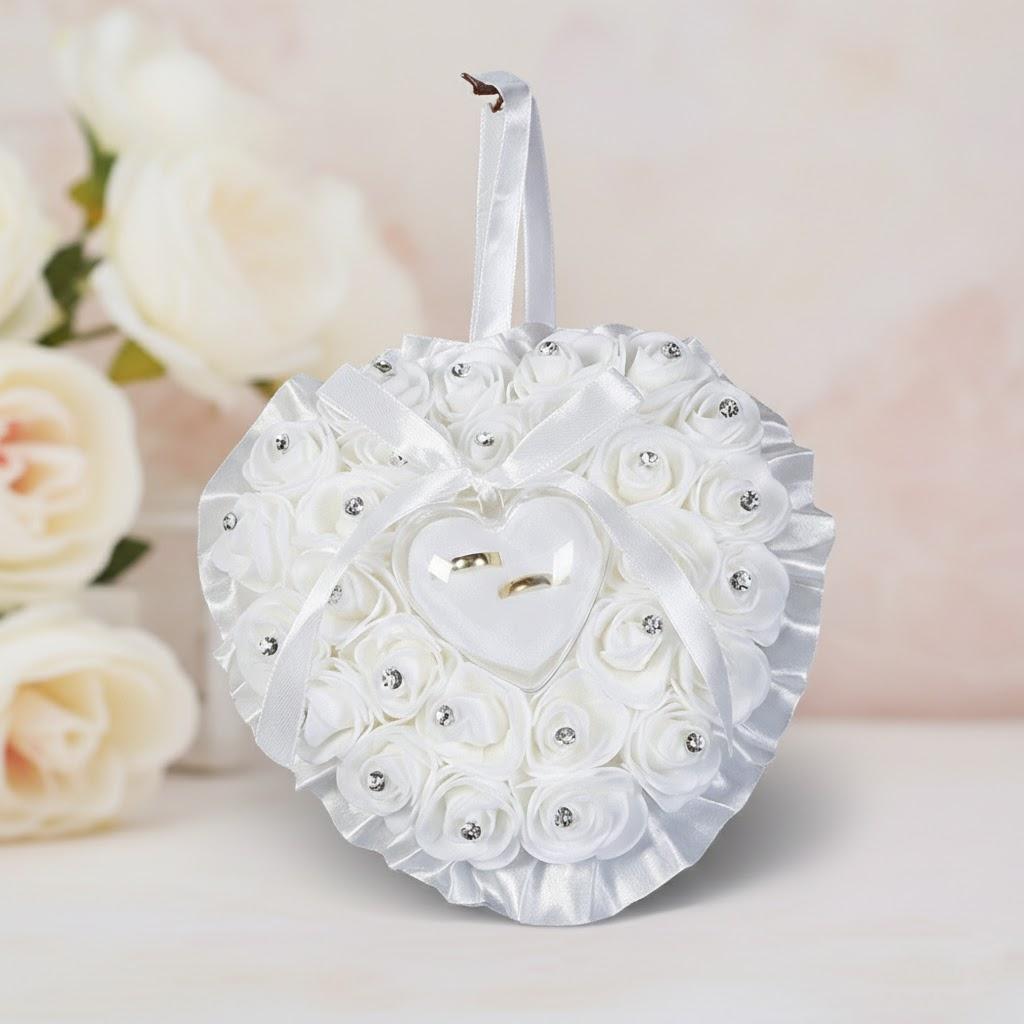 

Wedding Ring Pillow Couples Rose Ring Box Storage Props Wedding Decoration Supplies 1PC Elegant Bridal Accessories белый