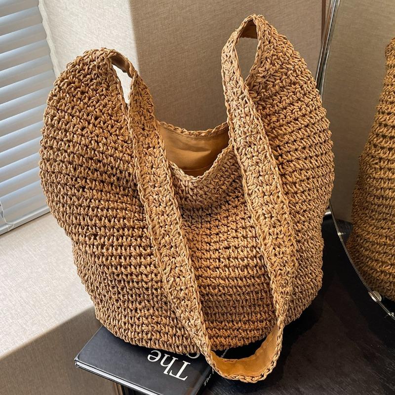 Geantă împletită Lazy Wind Feeling Relaxed Geantă de umăr de vară pentru femei Geantă casual de plajă de mare capacitate