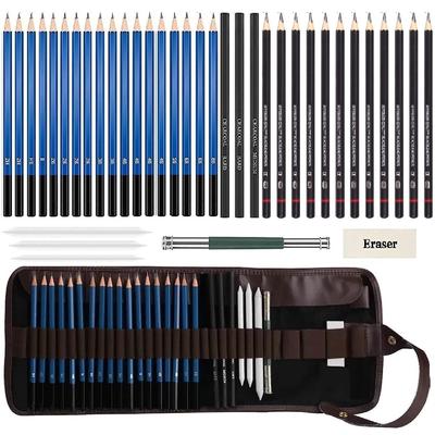 38pc Sketch Drawing Kit Shading Pencils Set Pencil Kit  Sketching Pencils with Graphite Charcoal Pencils, Paper Erasable Pen & Rolling Pouch