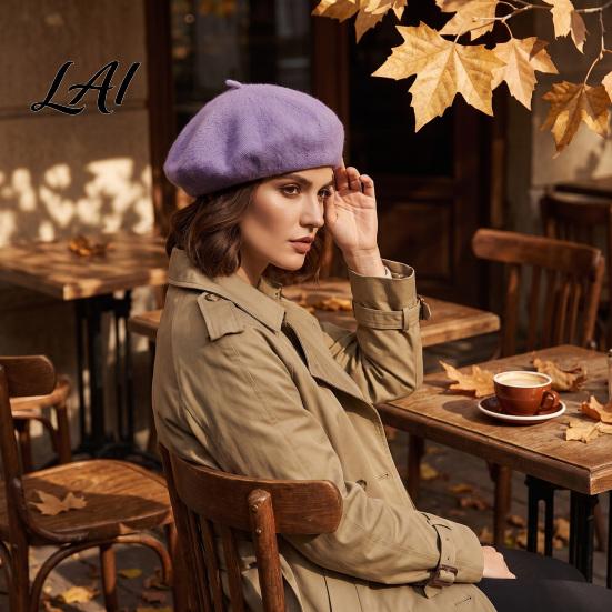 Slouchy Artist Hat Women Wool Beret Hat Elegant Classic Solid Color Winter Daily Casual Wear Accessory Cap Soft Breathable Blend Headwear for Ladies