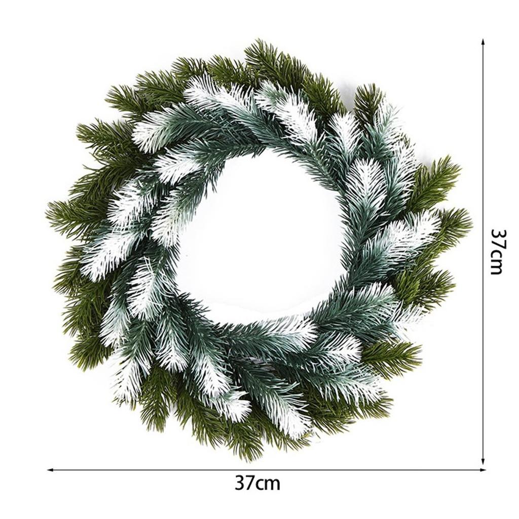 Round Green Artificial Wreath Christmas Garland for Front Door Outside Decor