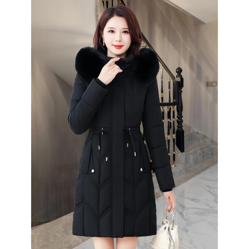 Down Cotton-padded Clothes Women's Medium and Long Models, New Fashion Slim-fitting Cotton-padded Jackets, Warm and Thickened Cotton-padded Jackets.