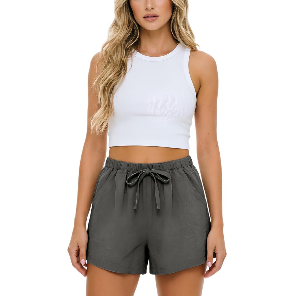 Casual en comfortabele damesboho-short met trekkoord en achterzakken voor de zomer