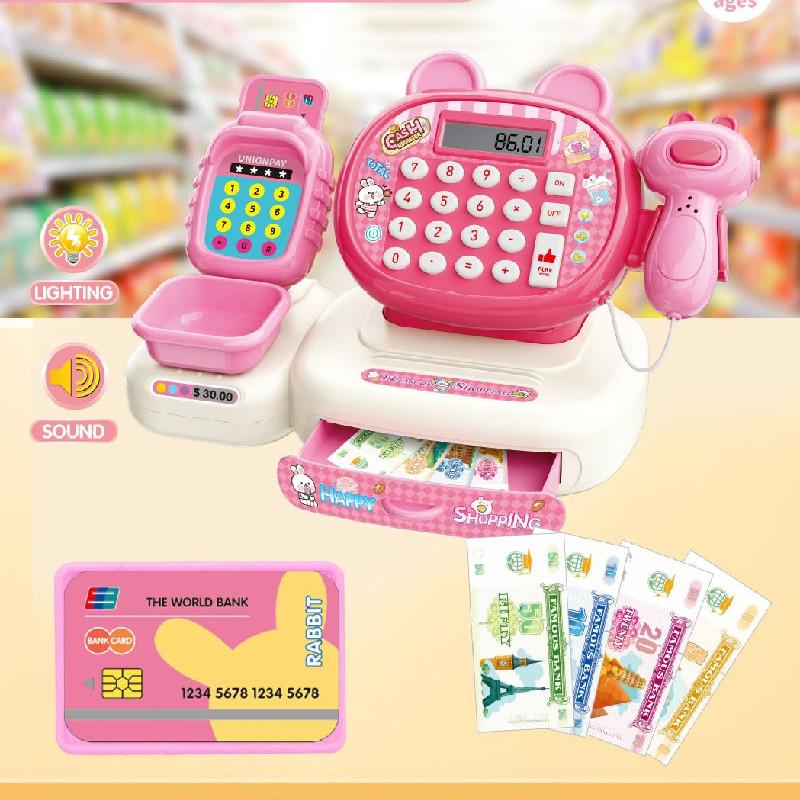 Childrens Play Cash Register Toy For Role Play With Sound And Light Features For Kids Learning