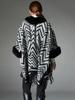 Winter Scarf Women Lady Layers Poncho Elegant Luxury Faux Fur Collar Striped Tassel Shawls Scarve Capa Para Mujer Fashion Coat