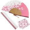 Folding Fan for Fan Fan Set with Pink Rabbit [Osaka Choseido] Women, Stylish, Business, Bag, Holder, Handkerchief,