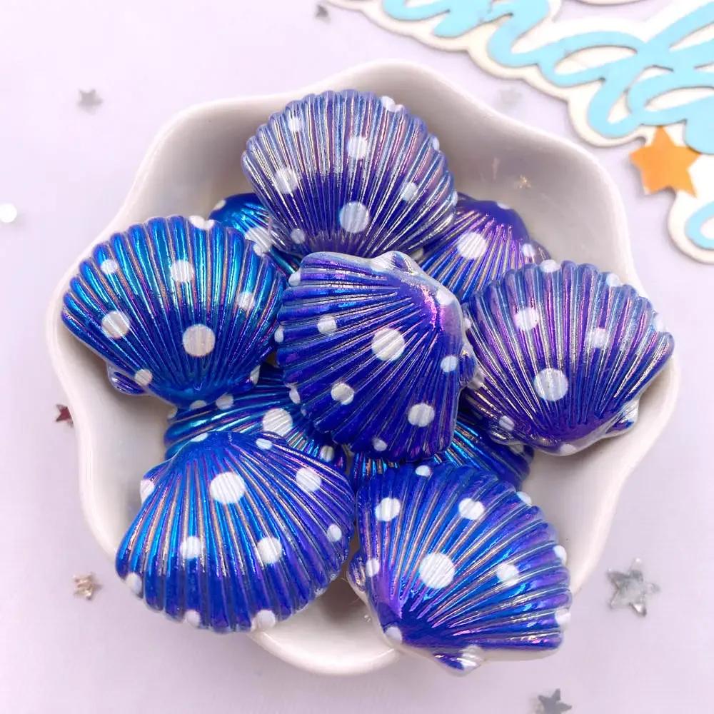 8pcs AB Resin Colorful Flower Shell Figurines Flat Back Cabochon Stone Scrapbook Home Crafts DIY Jewelry Making Accessories