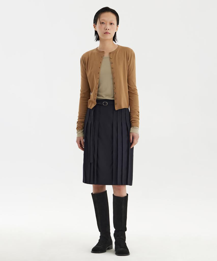 YOUTH Pleats Midi Skirt - Navy