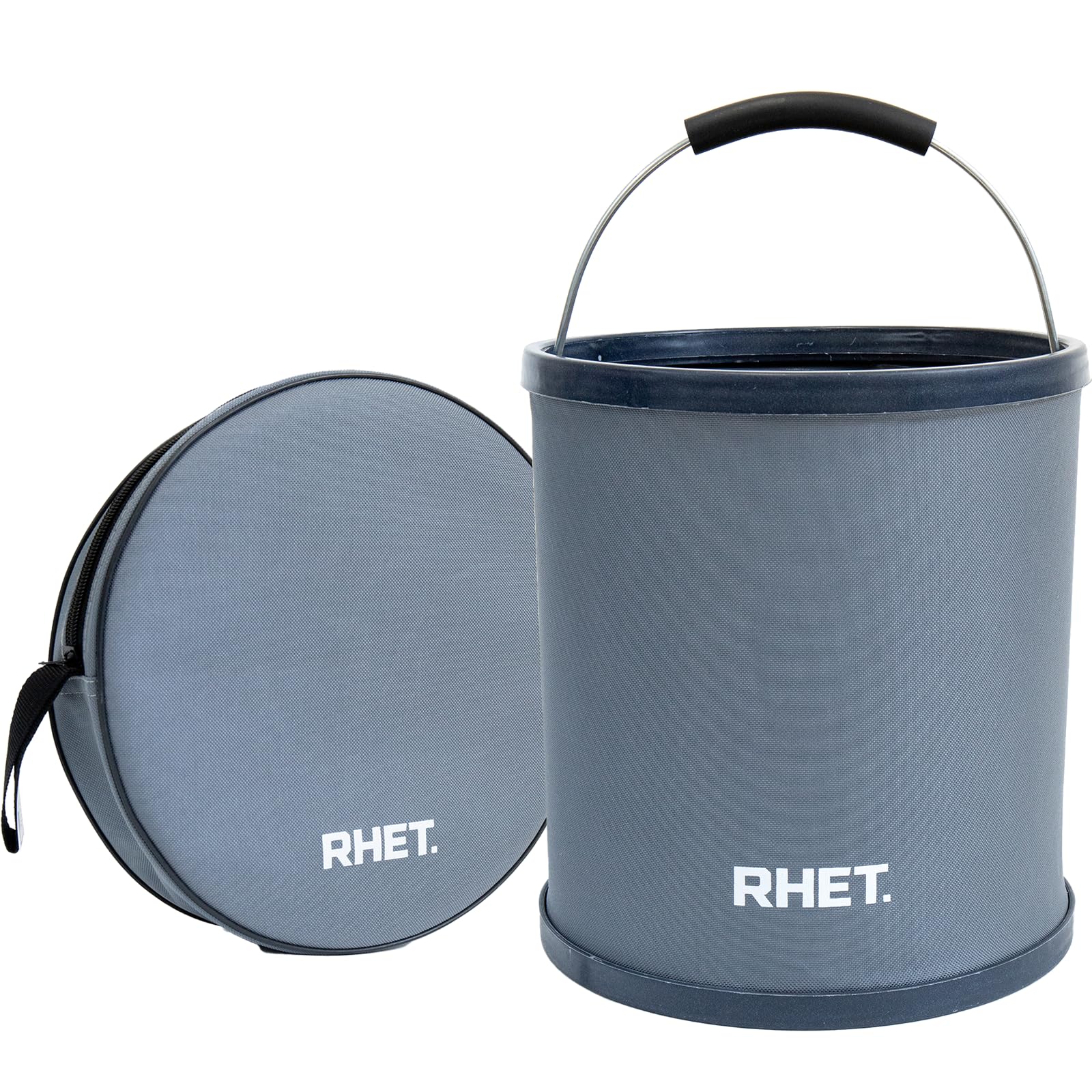 

Folding bucket for car washing with case portable and Outdoor camping fishing 11L x Gray [Large capacity, foldable] 24.5cm 27.5cm RHET.