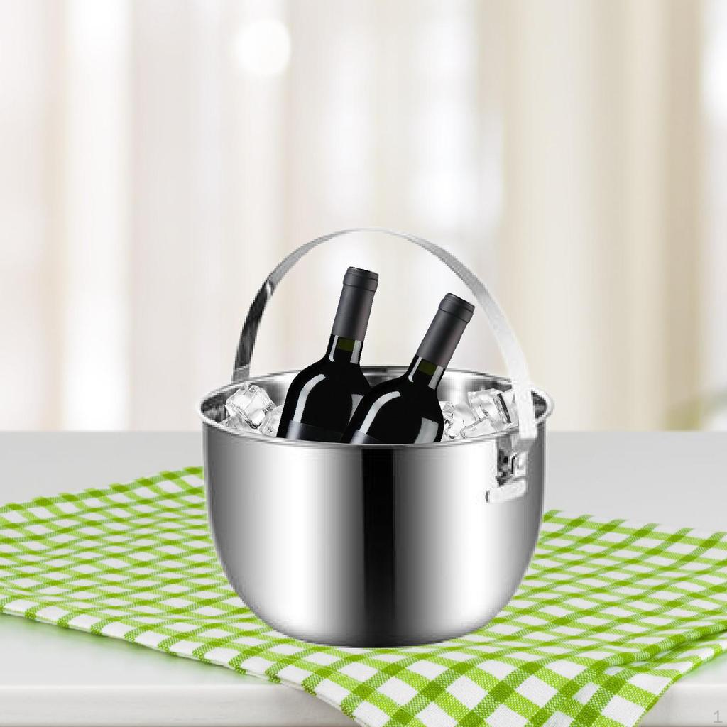Ice Bucket with Lid Beverage Tub Beer Parties Bar Club Carry Handle Storage Bin for Restaurant