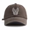 1pc Line Frenchie Print Washed Baseball Cap for Adults,  Minimalist Retro Style Casual Soft Adjustable Dad Hat, Perfect As Gift