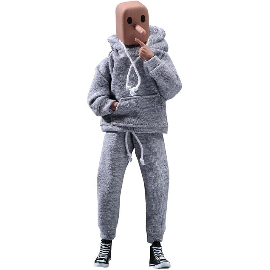 1/12 Scale Male Clothes,Men's Hoodie Pants Trousers Clothing for 6inch Male Action Figure Body Doll (Black Color)