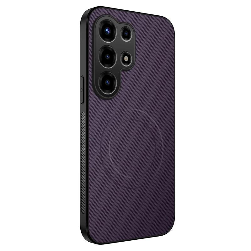 

Business Texture Slim Carbon Fiber Pattern Case For Samsung S26 Ultra S25 Edge S24 S23 S22 Magnetic Charging Protect Back Cover For Galaxy S22