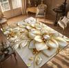 Area Rugs Floor Carpet Mat 2D Gold Floral Pearl Pattern Non Slip Soft Print Floor Mat for Living Room Bedroom Kitchen Home Decor