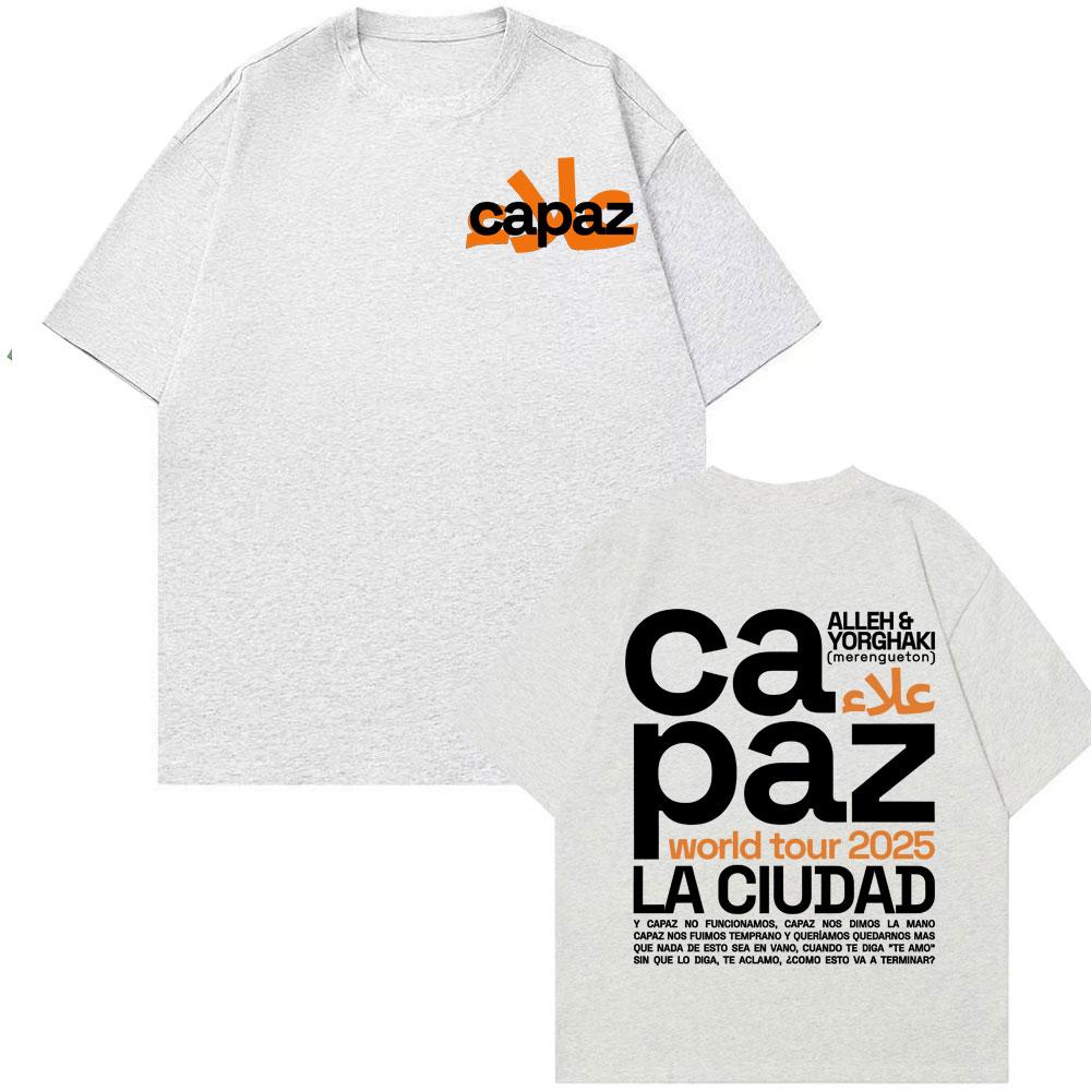 Alleh & Yorghaki La Ciudad Ca Paz Worid Tour 2025 Print T-shirt for Men and Women Hip-hop Summer Print 100% Pure Cotton T-shirt