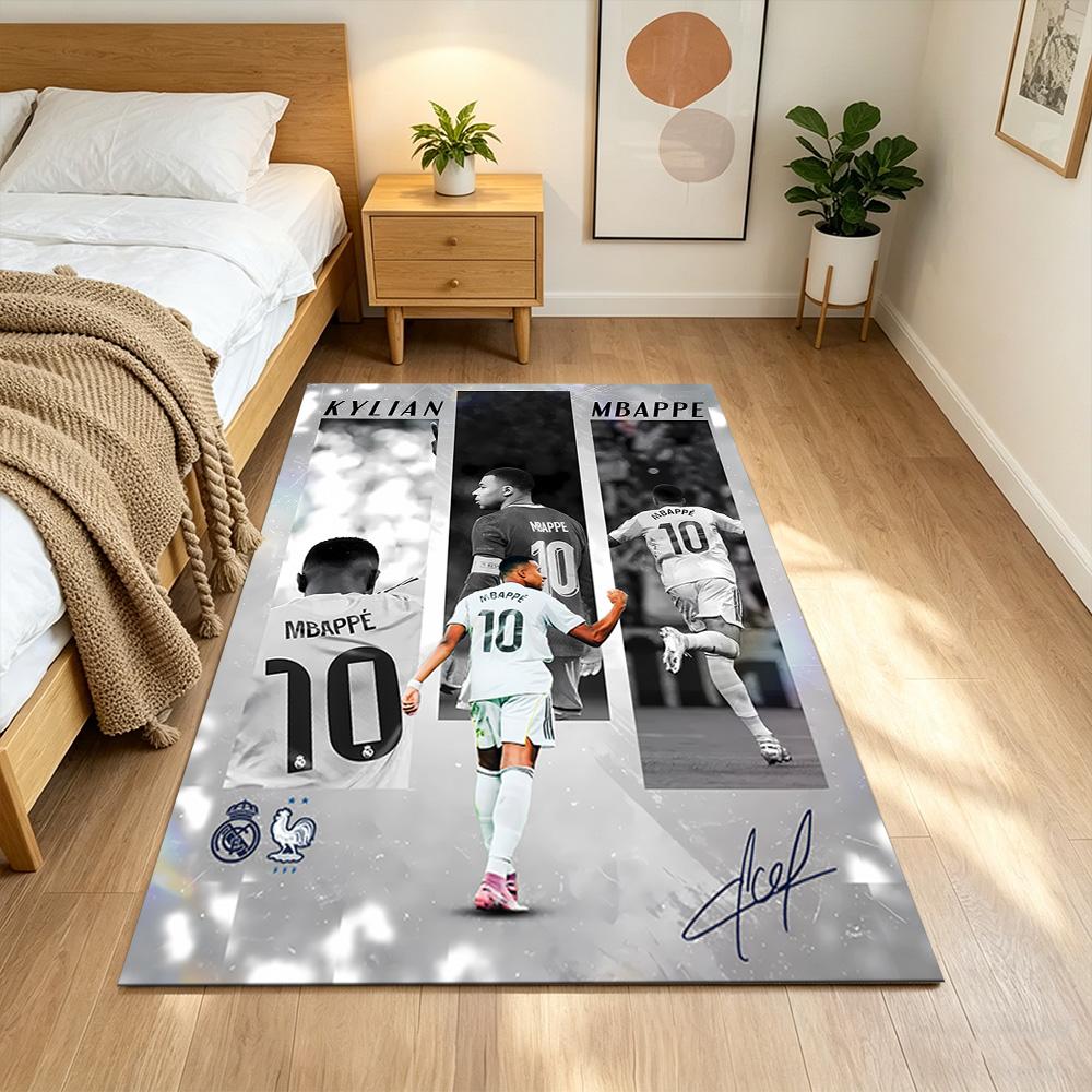 Mbappe Neon Poster Area Rug Perfect for Bedrooms Kitchen Hallway Dining Room Anti-slip Rug Anime Office Decor Wedding Party Gift