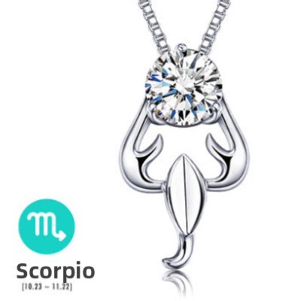 Silver Plated Zodiac Necklace Pendant Shining Constellation Charm for Women Fashion Jewelry Gift 1