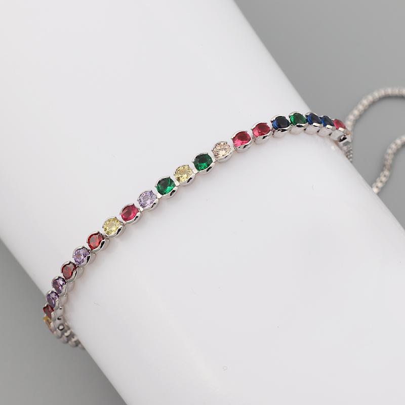 Women's Charm Tennis CZ Zircon Rainbow Bracelet For Women Luxury Multicolor Crystal Bracelet Couple Jewelry Gifts Pulseras Femme