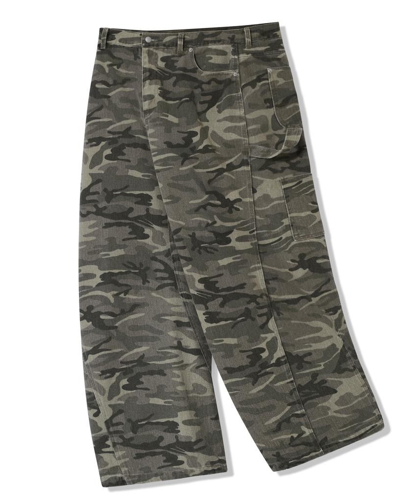 TRILLION Camo Wide Curved Cotton Pants_Light Khaki