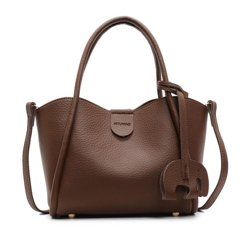 Premium Texture Portable Mother and Child Bag New Retro Fashion Versatile Commuter Vegetable Basket Bucket Bag Messenger Bag