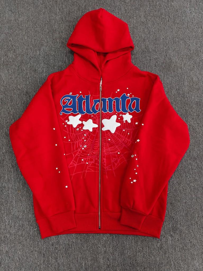 Grenzüberschreitend 555555 Reißverschluss Hoodie Klassisch Spinnennetz Reißverschluss Baumwolle Kapuzenpullover Sp5der Pullover Jacke