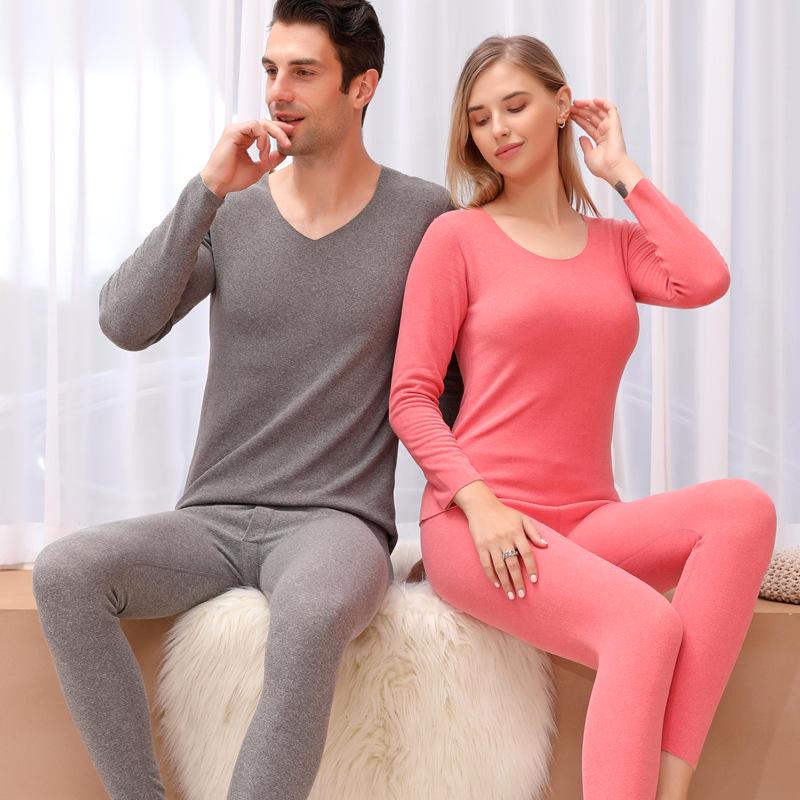 Double-Sided Brushed Seamless Warm Base Layer Set for Men & Women - Fleece-Lined, Perfect for Autumn and Winter