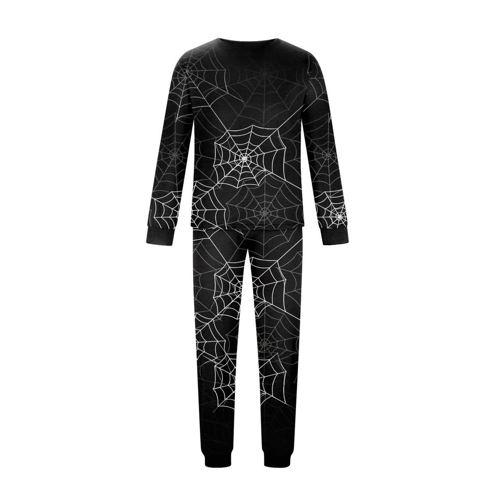 Family Matching Halloween Printed Pajama Set Long Sleeve Top and Pants for Parent and Child