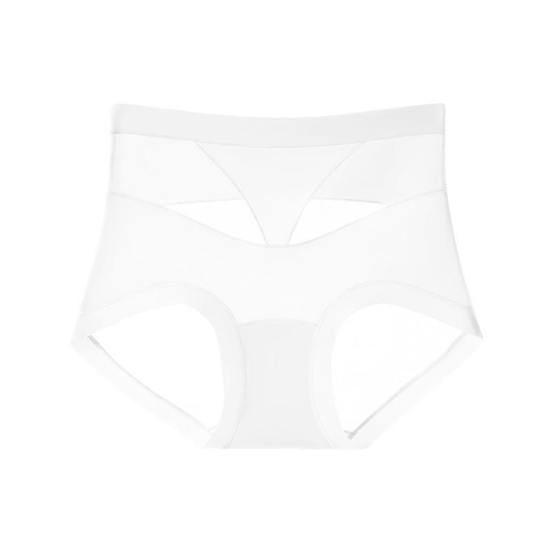 

Extra Size Lady Summer Ice Silk Mulberry Silk Antibacterial Extended Crotch Non Mark High Waist Triangle Briefs 2XL белый