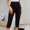 Damenmode Farbe Lässig Unterhose Knopf Sport Schlank Sieben-Viertel-Hose