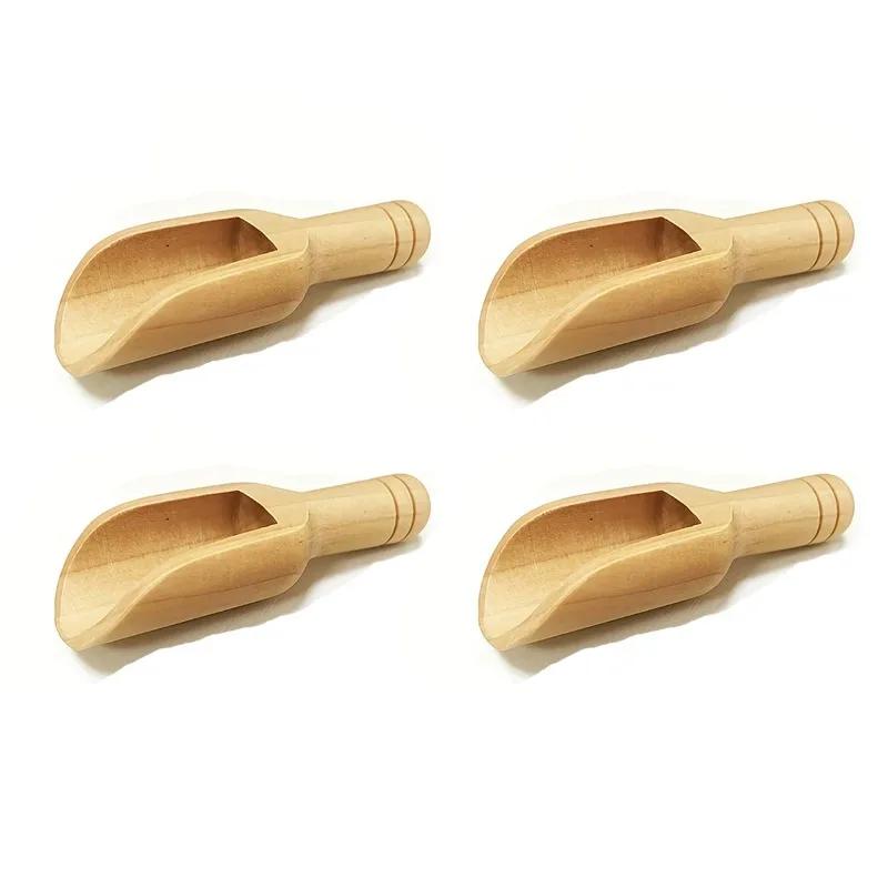 2pcs Mini Wooden Salt Spoons Tea Coffee Scoops Seasoning Candy Spices Milk Powder Spoons Kitchen Cooking Tool