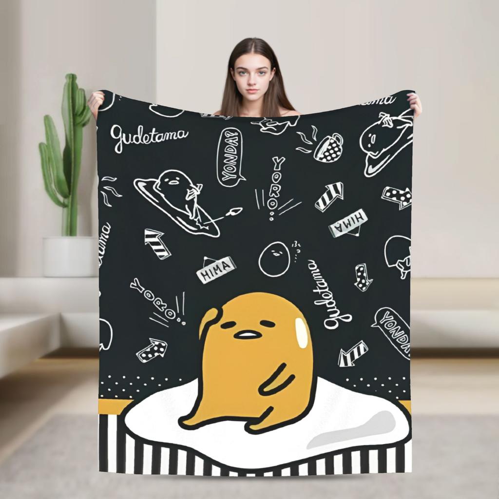 Gudetama Cartoon Lazy Egg blanket Fleece All Season Breathable Lightweight Throw blankets for Sofa Office Quilt