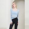 Womens Long Sleeve High-Elastic Quick-Dry Yoga Top With Built-in Mesh-Back Bra Support