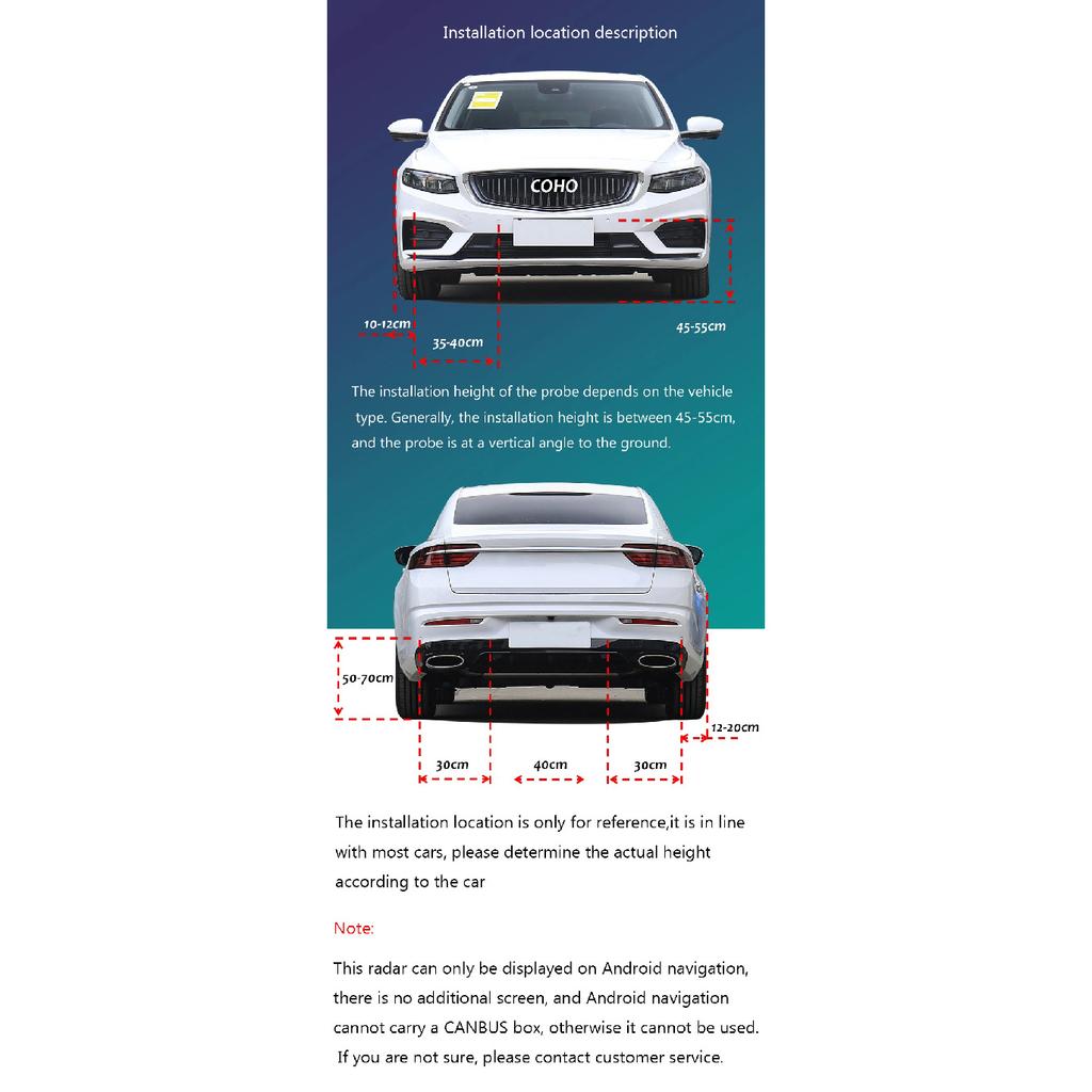 Android Navigation Reversing Radar Sensor Kit Visual Reversing Image Audible Alarm Indicator Probe System 8 Probe Buzzer Sensor