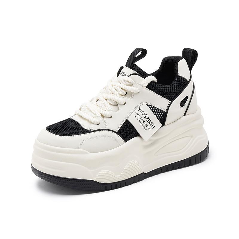 Thick-soled Little White Shoes for Women's 2025 Spring New Versatile Trendy Breathable Mesh Muffin Shoes, Small Inner Height-increasing Women's Shoes