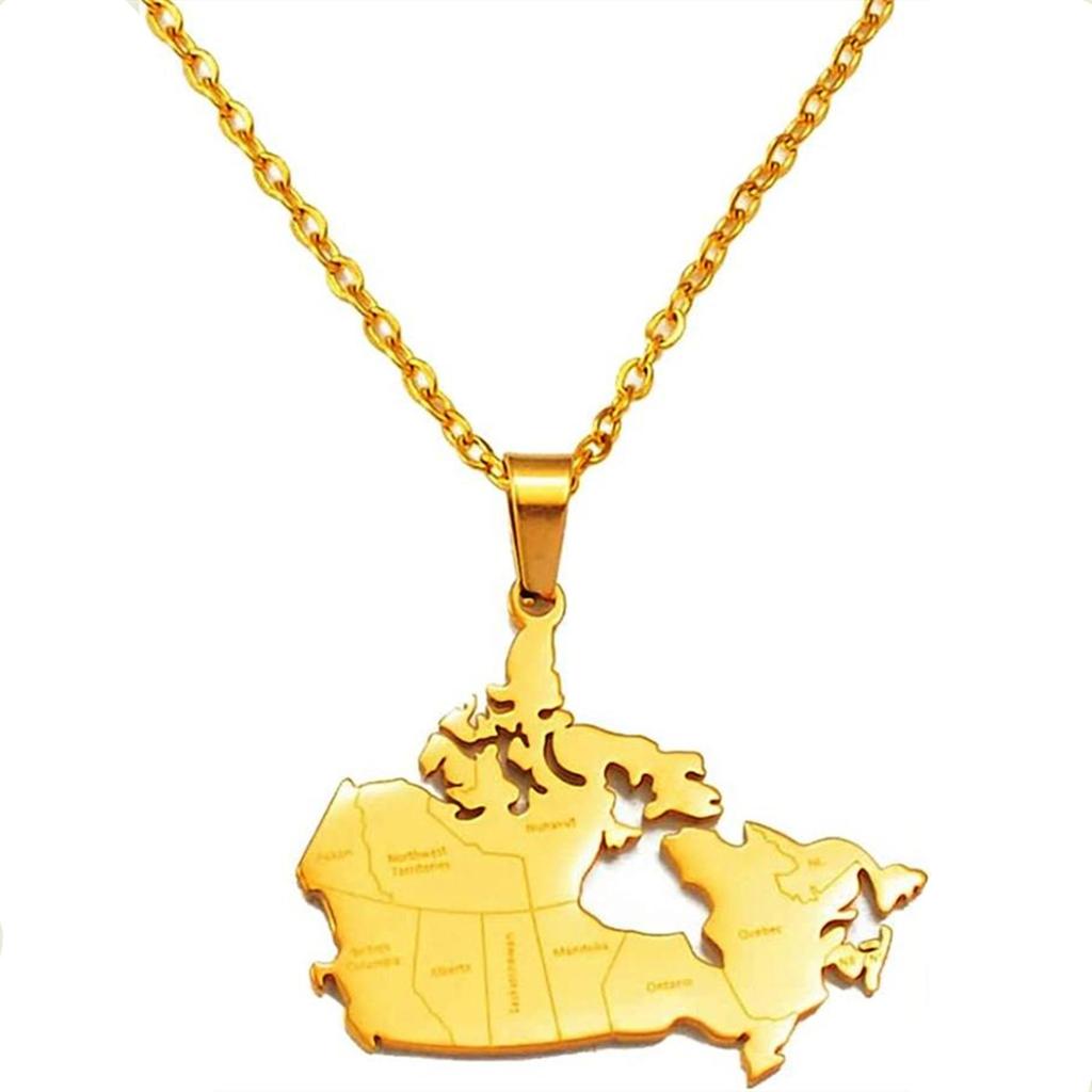 Map Pendant Necklace Men'S And Women'S Stainless Steel Necklace Trend Fashion Accessories