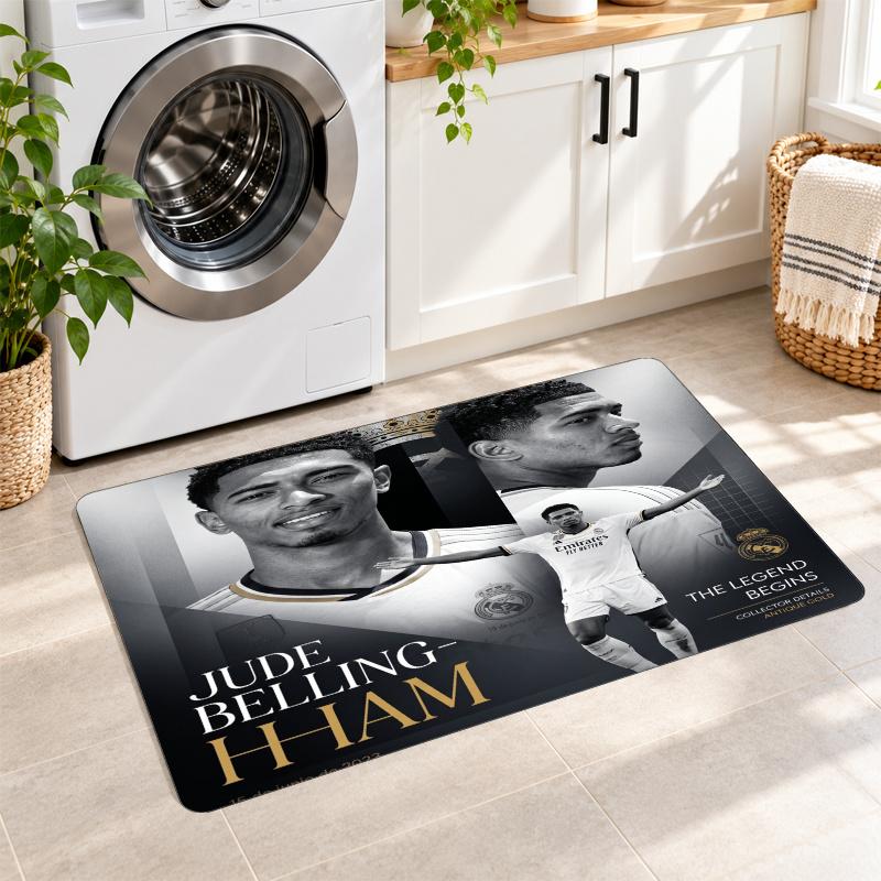 Flannel Kitchen Mat Jude Bellingham Soft Area Rug Non Slip Floor Carpet Home Decoration