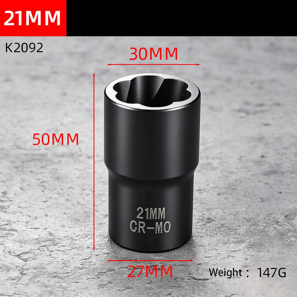 High Hardness 1/2 Inch Drive Reverse Thread Nut Extractor Set Broken Bolt Remover Socket Tool for Motorcycle Auto Repair