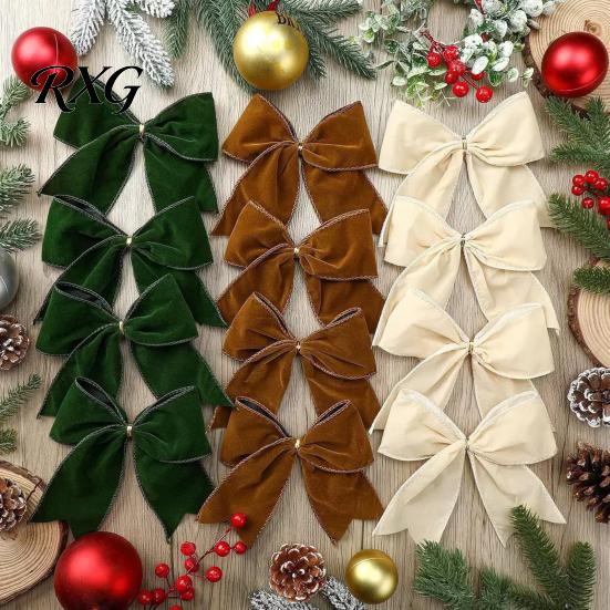 Staircase Hanging Bows 2Pcs Christmas Tree Bow Decors, Velvet Fabric Holiday Wreath Ornament Seasonal Home Accents for Home, Festive Garland