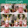 Adorable Pink Christmas Decoration Plush Sitting Gnome Snowman Reindeer Figurines For Festive Holiday Display