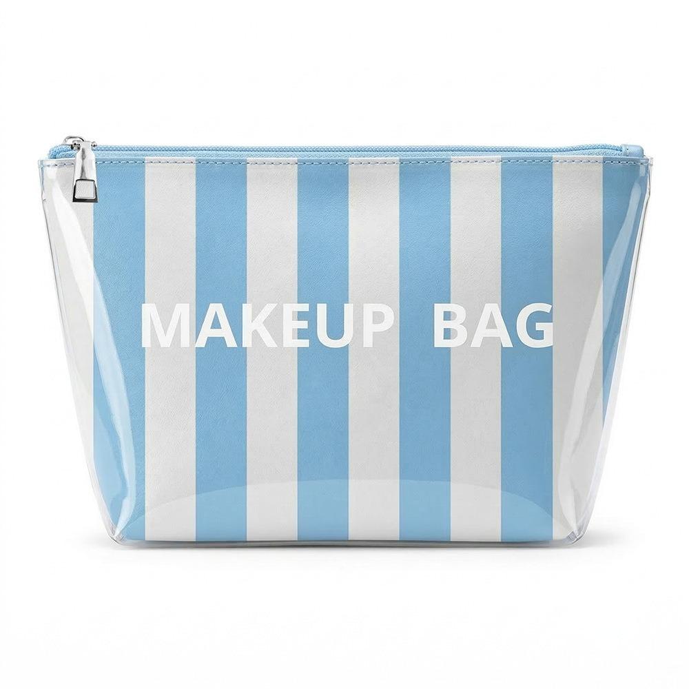 Large Capacity Striped Makeup Bag Waterproof Polka Dot Makeup Case PVC Cosmetic Bag  Travel синий