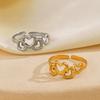 Stainless Steel Splicing Love Heart Rings for Women Men Classic Romantic Waterproof Hollow Opening Rings Engagement Jewelry Gift