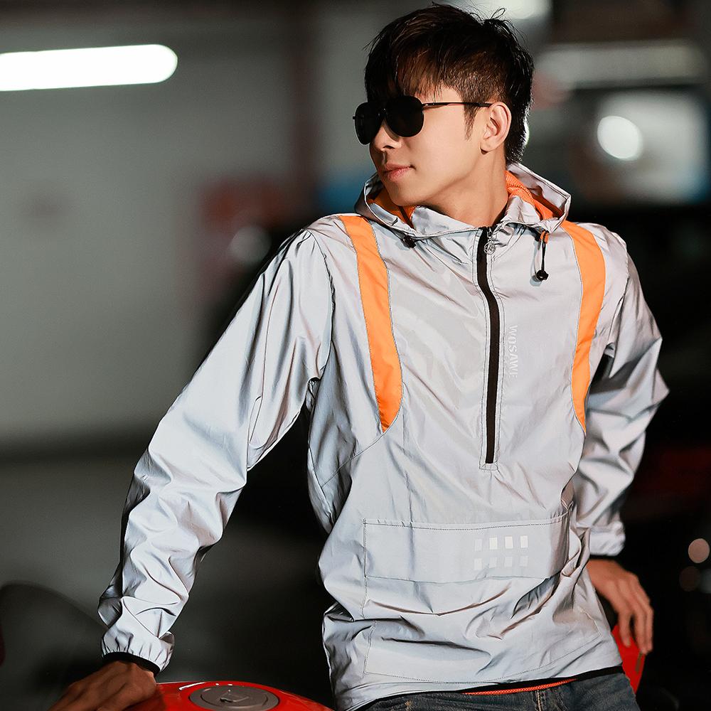 Wosawe Unisex cyklistická bunda s kapucí Windbreaker Outdoorový sportovní kabát na kolo Větruodolná bunda na kolo