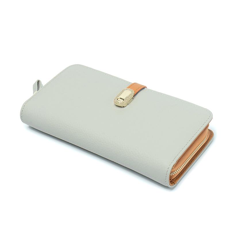 Dámská peněženka, Pravá kůže, Velkokapacitní peněženka v kontrastních barvách, První vrstva hovězí kůže, Luxusní psaníčko, Peněženka na více karet.