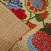 Aizza Trends Handmade Pure Cotton Printed Kantha Quilt  - Traditional Look Bed Spread Kantha Gudri - Vintage Hand Stitch Gudri